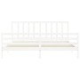 White solid wood bed frame with headboard 200x200 cm by vidaXL, Beds and slatted bases - Ref: Foro24-3193877, Price: 147,99 €...