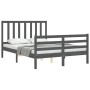 Gray solid wood bed frame with headboard 120x200 cm by vidaXL, Beds and slatted bases - Ref: Foro24-3193853, Price: 144,45 €,...