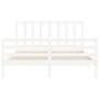 Double bed frame with white solid wood headboard by vidaXL, Beds and slatted bases - Ref: Foro24-3193862, Price: 136,99 €, Di...