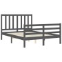 Gray solid wood bed frame with headboard 120x200 cm by vidaXL, Beds and slatted bases - Ref: Foro24-3193853, Price: 144,45 €,...