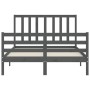 Gray solid wood bed frame with headboard 120x200 cm by vidaXL, Beds and slatted bases - Ref: Foro24-3193853, Price: 144,45 €,...