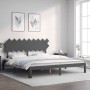 Estructura cama de matrimonio con cabecero madera maciza gris de vidaXL, Camas y somieres - Ref: Foro24-3193743, Precio: 164,...