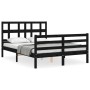 Double bed frame with black solid wood headboard by vidaXL, Beds and slatted bases - Ref: Foro24-3194805, Price: 138,51 €, Di...