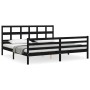 Bed frame with black solid wood headboard 200x200 cm by vidaXL, Beds and slatted bases - Ref: Foro24-3194855, Price: 168,25 €...