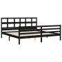 Bed frame with black solid wood headboard 200x200 cm by vidaXL, Beds and slatted bases - Ref: Foro24-3194855, Price: 168,25 €...