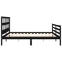 Bed frame with black solid wood headboard 200x200 cm by vidaXL, Beds and slatted bases - Ref: Foro24-3194855, Price: 168,25 €...