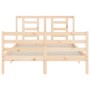 Estructura de cama de matrimonio con cabecero madera maciza de vidaXL, Camas y somieres - Ref: Foro24-3194676, Precio: 124,03...