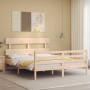 Bed frame with solid wood headboard 160x200 cm by vidaXL, Beds and slatted bases - Ref: Foro24-3195101, Price: 134,77 €, Disc...