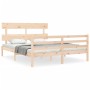 Bed frame with solid wood headboard 160x200 cm by vidaXL, Beds and slatted bases - Ref: Foro24-3195101, Price: 134,77 €, Disc...