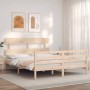 Bed frame with solid wood headboard 160x200 cm by vidaXL, Beds and slatted bases - Ref: Foro24-3195101, Price: 134,77 €, Disc...