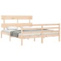 Bed frame with solid wood headboard 160x200 cm by vidaXL, Beds and slatted bases - Ref: Foro24-3195101, Price: 134,77 €, Disc...