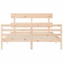 Bed frame with solid wood headboard 160x200 cm by vidaXL, Beds and slatted bases - Ref: Foro24-3195101, Price: 134,77 €, Disc...