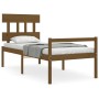 Estructura de cama con cabecero madera maciza marrón miel de vidaXL, Camas y somieres - Ref: Foro24-3195384, Precio: 119,99 €...