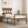 Estructura de cama con cabecero madera maciza marrón miel de vidaXL, Camas y somieres - Ref: Foro24-3195384, Precio: 119,99 €...