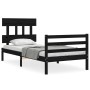 Estructura de cama con cabecero madera maciza negro 100x200 cm de vidaXL, Camas y somieres - Ref: Foro24-3195150, Precio: 113...