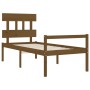 Estructura de cama con cabecero madera maciza marrón miel de vidaXL, Camas y somieres - Ref: Foro24-3195384, Precio: 119,99 €...