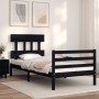 Estructura de cama con cabecero madera maciza negro 100x200 cm de vidaXL, Camas y somieres - Ref: Foro24-3195150, Precio: 113...