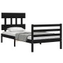 Estructura de cama con cabecero madera maciza negro 100x200 cm de vidaXL, Camas y somieres - Ref: Foro24-3195150, Precio: 113...