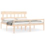 Double bed for seniors solid wood headboard by vidaXL, Beds and slatted bases - Ref: Foro24-3195431, Price: 182,98 €, Discoun...