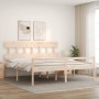 Double bed for seniors solid wood headboard by vidaXL, Beds and slatted bases - Ref: Foro24-3195431, Price: 182,98 €, Discoun...