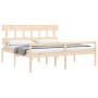 Double bed for seniors solid wood headboard by vidaXL, Beds and slatted bases - Ref: Foro24-3195431, Price: 182,98 €, Discoun...