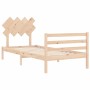 Bed frame with solid wood headboard 90x200 cm by vidaXL, Beds and slatted bases - Ref: Foro24-3195271, Price: 94,67 €, Discou...