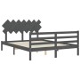 Gray solid wood bed frame with headboard 140x200 cm by vidaXL, Beds and slatted bases - Ref: Foro24-3195288, Price: 162,72 €,...