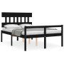 Cama para personas mayores con cabecero madera maciza negro de vidaXL, Camas y somieres - Ref: Foro24-3195390, Precio: 155,18...