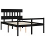 Cama para personas mayores con cabecero madera maciza negro de vidaXL, Camas y somieres - Ref: Foro24-3195390, Precio: 155,18...