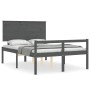 Cama personas mayores cabecero madera maciza gris 120x200 cm de vidaXL, Camas y somieres - Ref: Foro24-3195478, Precio: 163,1...