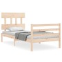 Bed frame with solid wood headboard 90x200 cm by vidaXL, Beds and slatted bases - Ref: Foro24-3195141, Price: 93,12 €, Discou...