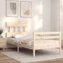 Bed frame with solid wood headboard 90x200 cm by vidaXL, Beds and slatted bases - Ref: Foro24-3195141, Price: 93,12 €, Discou...