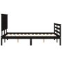 Bed frame with black solid wood headboard 120x200 cm by vidaXL, Beds and slatted bases - Ref: Foro24-3195220, Price: 164,41 €...