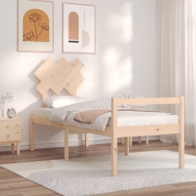 Cama para personas mayores con cabecero madera maciza de vidaXL, Camas y somieres - Ref: Foro24-3195506, Precio: 112,99 €, De...