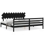 Bed frame with black solid wood headboard 200x200 cm by vidaXL, Beds and slatted bases - Ref: Foro24-3195310, Price: 170,39 €...