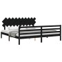 Bed frame with black solid wood headboard 200x200 cm by vidaXL, Beds and slatted bases - Ref: Foro24-3195310, Price: 170,39 €...