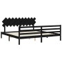 Bed frame with black solid wood headboard 200x200 cm by vidaXL, Beds and slatted bases - Ref: Foro24-3195310, Price: 170,39 €...