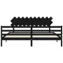 Bed frame with black solid wood headboard 200x200 cm by vidaXL, Beds and slatted bases - Ref: Foro24-3195310, Price: 170,39 €...