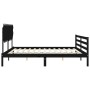 Bed frame with black solid wood headboard 200x200 cm by vidaXL, Beds and slatted bases - Ref: Foro24-3195310, Price: 170,39 €...