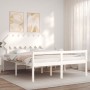 Elderly bed solid wood headboard white 160x200 cm by vidaXL, Beds and slatted bases - Ref: Foro24-3195557, Price: 175,83 €, D...