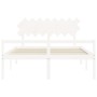 Elderly bed solid wood headboard white 160x200 cm by vidaXL, Beds and slatted bases - Ref: Foro24-3195557, Price: 175,83 €, D...