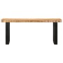 Solid untreated mango wood and steel bench 110 cm by vidaXL, Benches for halls and storage - Ref: Foro24-286460, Price: 123,7...