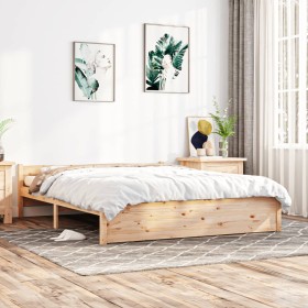 King Size solid wood bed frame 150x200 cm by vidaXL, Beds and slatted bases - Ref: Foro24-832946, Price: 177,40 €, Discount: %