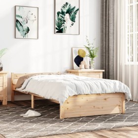 Solid wood bed frame 100x200 cm by vidaXL, Beds and slatted bases - Ref: Foro24-832931, Price: 129,41 €, Discount: %