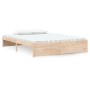 Estructura de cama madera maciza de pino 135x190 cm de vidaXL, Camas y somieres - Ref: Foro24-833231, Precio: 150,39 €, Descu...