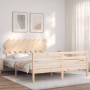 Bed frame with solid wood headboard 160x200 cm by vidaXL, Beds and slatted bases - Ref: Foro24-3195296, Price: 139,46 €, Disc...