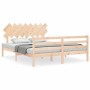 Bed frame with solid wood headboard 160x200 cm by vidaXL, Beds and slatted bases - Ref: Foro24-3195296, Price: 139,46 €, Disc...