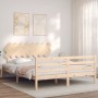 Bed frame with solid wood headboard 160x200 cm by vidaXL, Beds and slatted bases - Ref: Foro24-3195296, Price: 139,46 €, Disc...