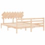 Bed frame with solid wood headboard 160x200 cm by vidaXL, Beds and slatted bases - Ref: Foro24-3195296, Price: 139,46 €, Disc...