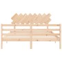 Bed frame with solid wood headboard 160x200 cm by vidaXL, Beds and slatted bases - Ref: Foro24-3195296, Price: 139,46 €, Disc...